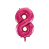 Hot pink foil balloon in number "8" design