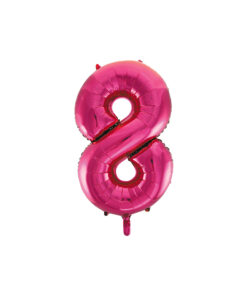 Hot pink foil balloon in number "8" design