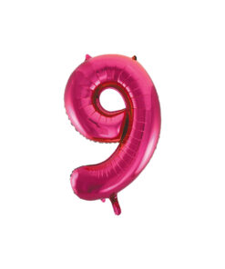 Hot pink foil balloon in number "9" design