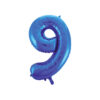 Royal blue foil balloon in number "9" design