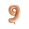 Rose gold foil balloon in number "9" design