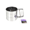 Stainless steel flour sieve cup in diameter of 10cm and height of 9.5cm
