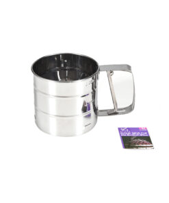 Stainless steel flour sieve cup in diameter of 10cm and height of 9.5cm