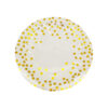 White paper plate with gold dots in size of 9inch coming in pack of 12 pieces