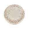 White paper plate with rose gold dots in size of 9inch coming in pack of 12 pieces