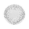 White paper plate with silver dots in size of 9inch coming in pack of 12 pieces