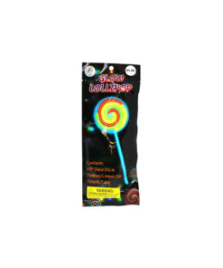 Glow in the dark lollipop in green, yellow, red, and blue colour coming with 1 lolipop connector, and 1 plastic tube