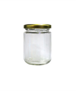 Glass Storage Jar With Gold Lid 6.9x6.9x9.5cm