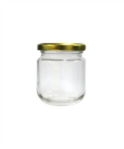 Glass Storage Jar With Gold Lid 6.8x6.8x8cm
