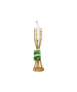 Oil lamp with wood base and white oil canister