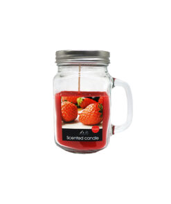 Strawberry Scented Candle In Glass Jar