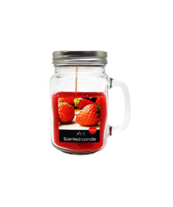 Strawberry Scented Candle In Glass Jar