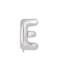 Silver foil balloon in letter "E" design