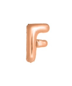 Rose gold foil balloon in letter "F" design