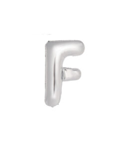 Silver foil balloon in letter "F" design