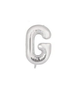 Silver foil balloon in letter "G" design