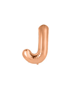 Rose gold foil balloon in letter "J" design