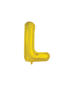 Gold foil balloon in letter "L" design