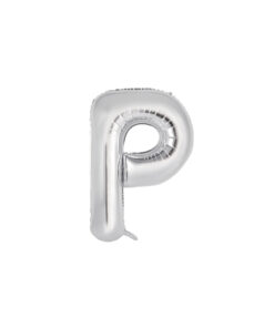 Silver foil balloon in letter "P" design