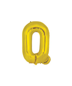 Gold foil balloon in letter "Q" design