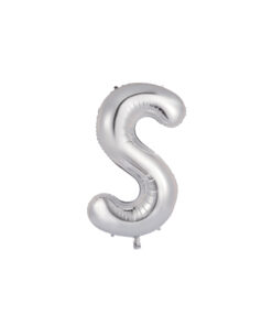 Silver foil balloon in letter "S" design