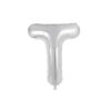 Silver foil balloon in letter "T" design