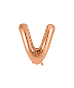 Rose gold foil balloon in letter "V" design