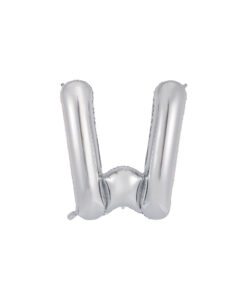 Silver foil balloon in letter "W" design