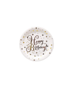Gold Happy Birthday Paper Plates 12x7in
