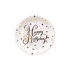 Gold Happy Birthday Paper Plates 12x9in