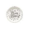 Silver Happy Birthday Paper Plates 12x9in