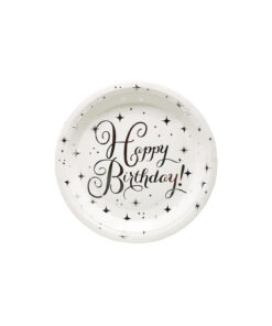 Silver Happy Birthday Paper Plates 12x9in