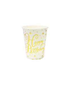 Gold Happy Birthday Paper Cups 20x9oz