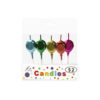 Metallic diamond balloon pick candles in blue, green, yellow, orange, and hot pink colour coming in pack of 5
