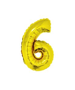 Gold Air Fill Number 6 Balloon