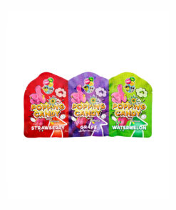 Popping candy with lollipop in strawberry, grape, and watermelon flavours