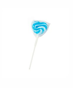 Swirly heart pops in container of 24 and blue and white colour