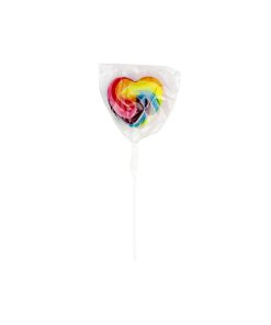 Swirly heart pops in container of 24 and rainbow colour