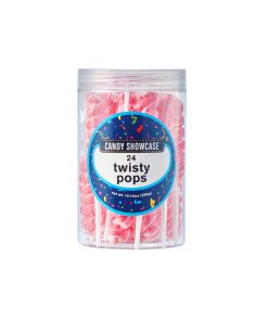 Twisty pops in container of 24 and pink colour
