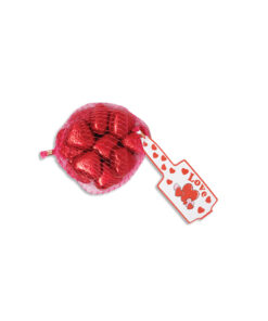 Chocolate hearts in red foil`