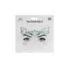 Face decal rhinestones in blue and iridescent colour