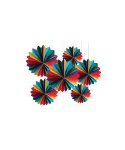 Rainbow Paper Fan Set 15cm