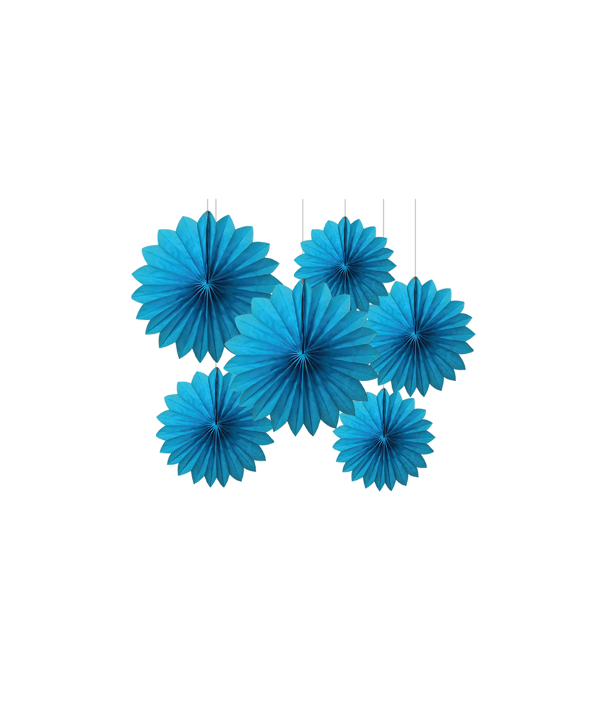 Light Blue Paper Fan Set 15cm LookSharpStore