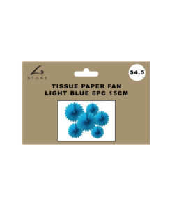 Alternative view of Light Blue Paper Fan Set 15cm