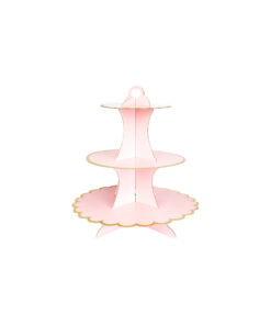 Light Pink With Edge Design 3 Tier Cupcake Stand