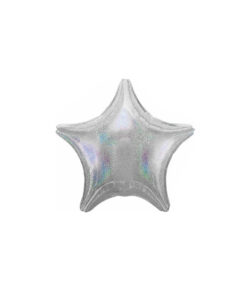 Silver Holo Glitter Star Foil Balloon 18in