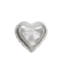 Silver Holo Glitter Heart Foil Balloon 18in