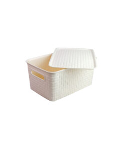 Alternative view of Cream Plastic Storage Bin 28x19x13cm