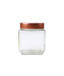 Glass Storage Jar With Copper Lid 9x9x10.9cm