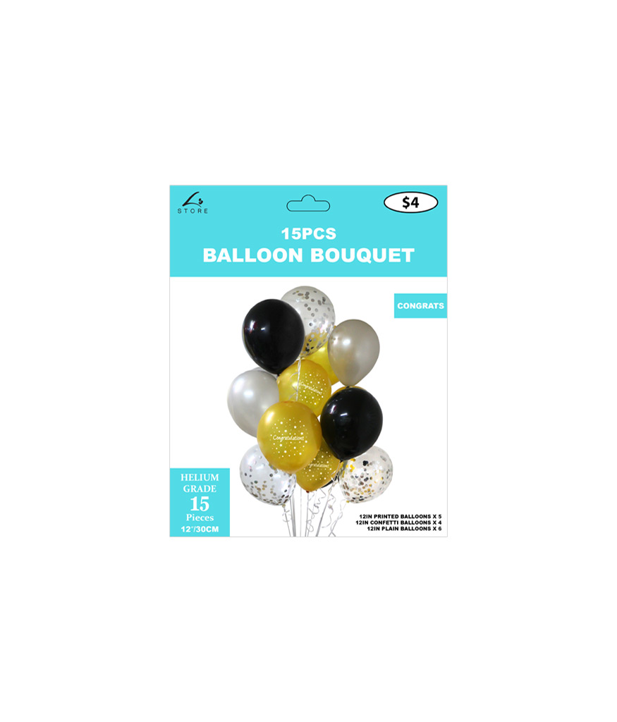 Congratulations Latex Balloon Bouquet 15pc